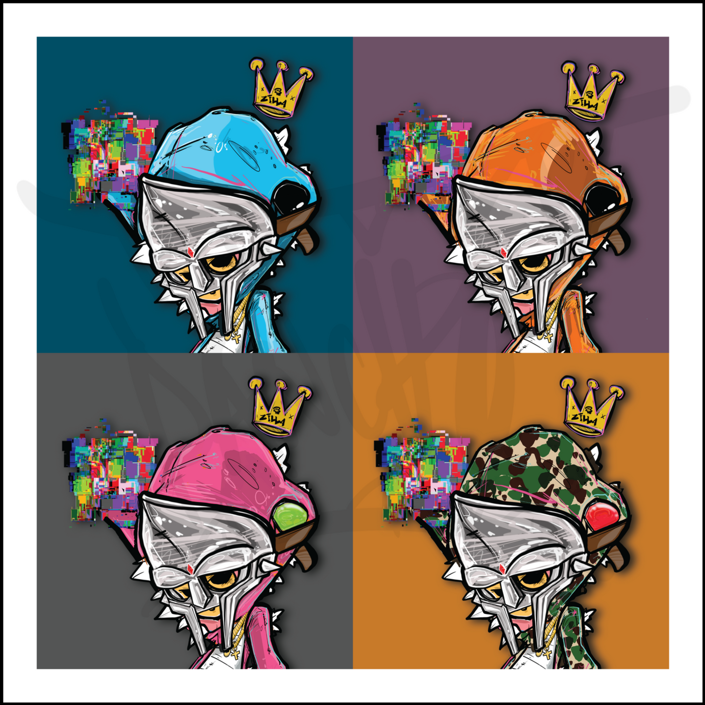 “DOOMINATION DOOM ZILLA 4 TEMPERAMENTS” Canvas Print 21”x21”