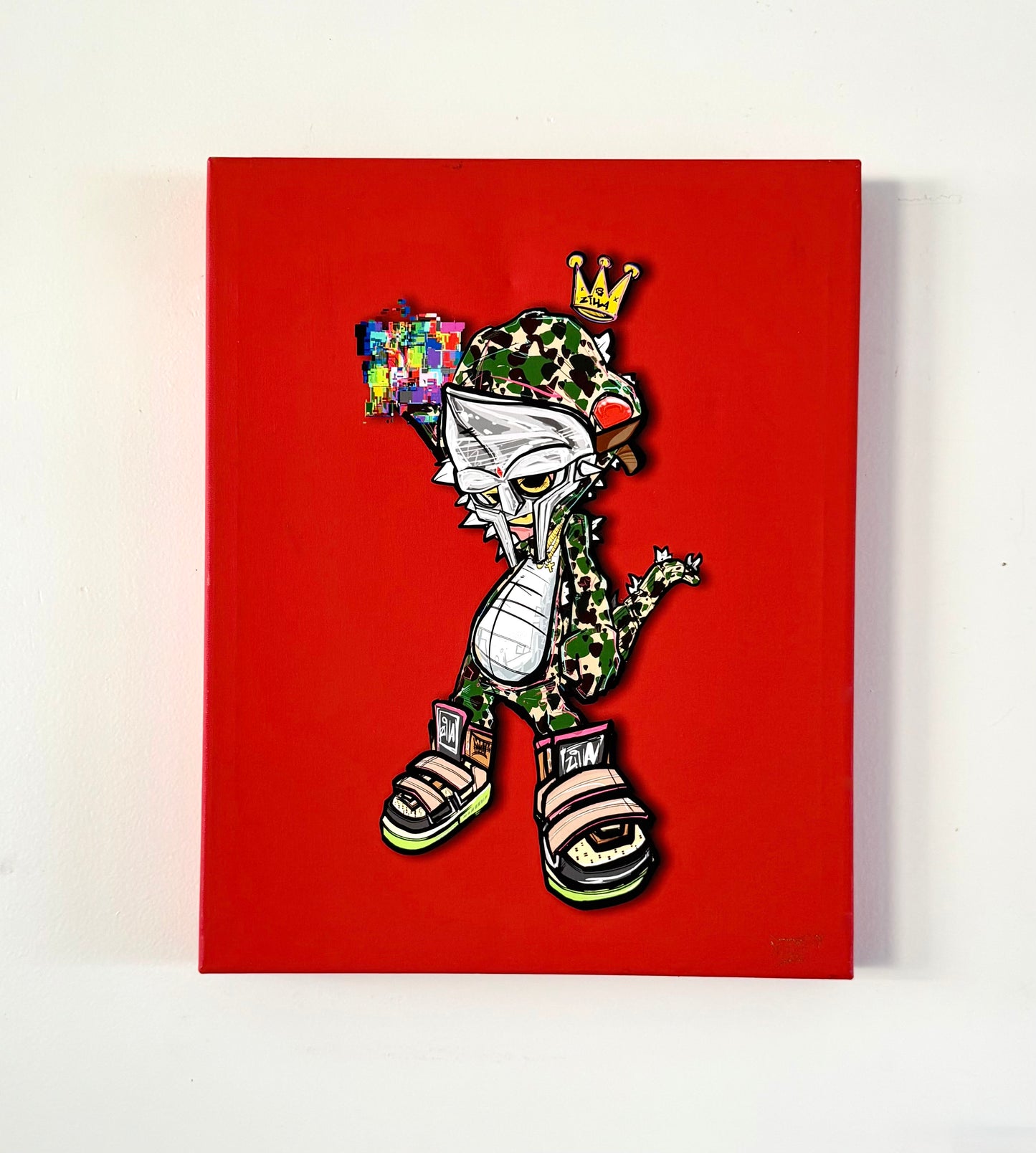 DOOMINATION ZILLA CAMO Stretched Canvas Print 16 1/4”x20 1/4”