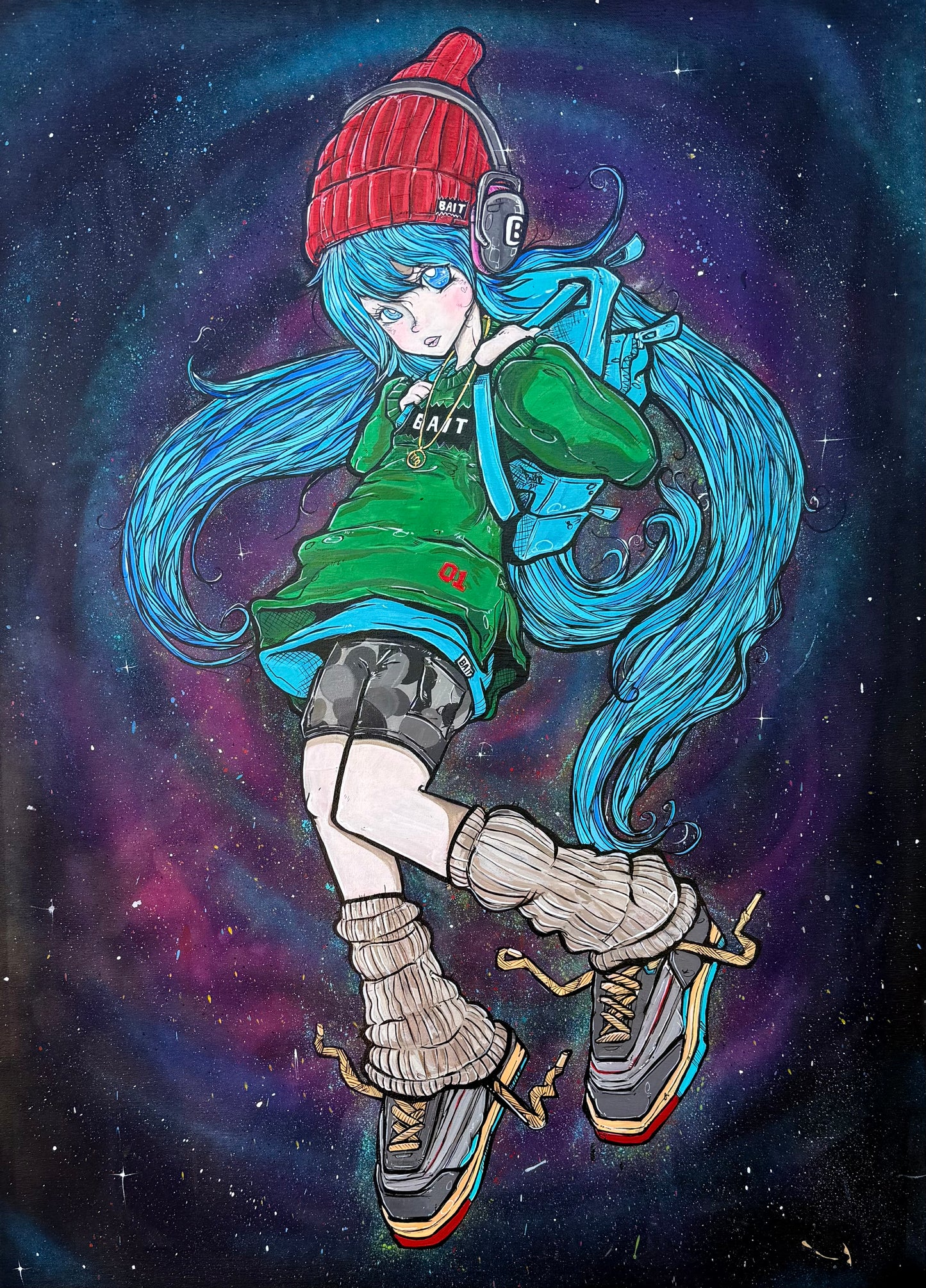 Hatsune miku Bait x Pancho Abalos triple collab Original Art Work 36”x48”
