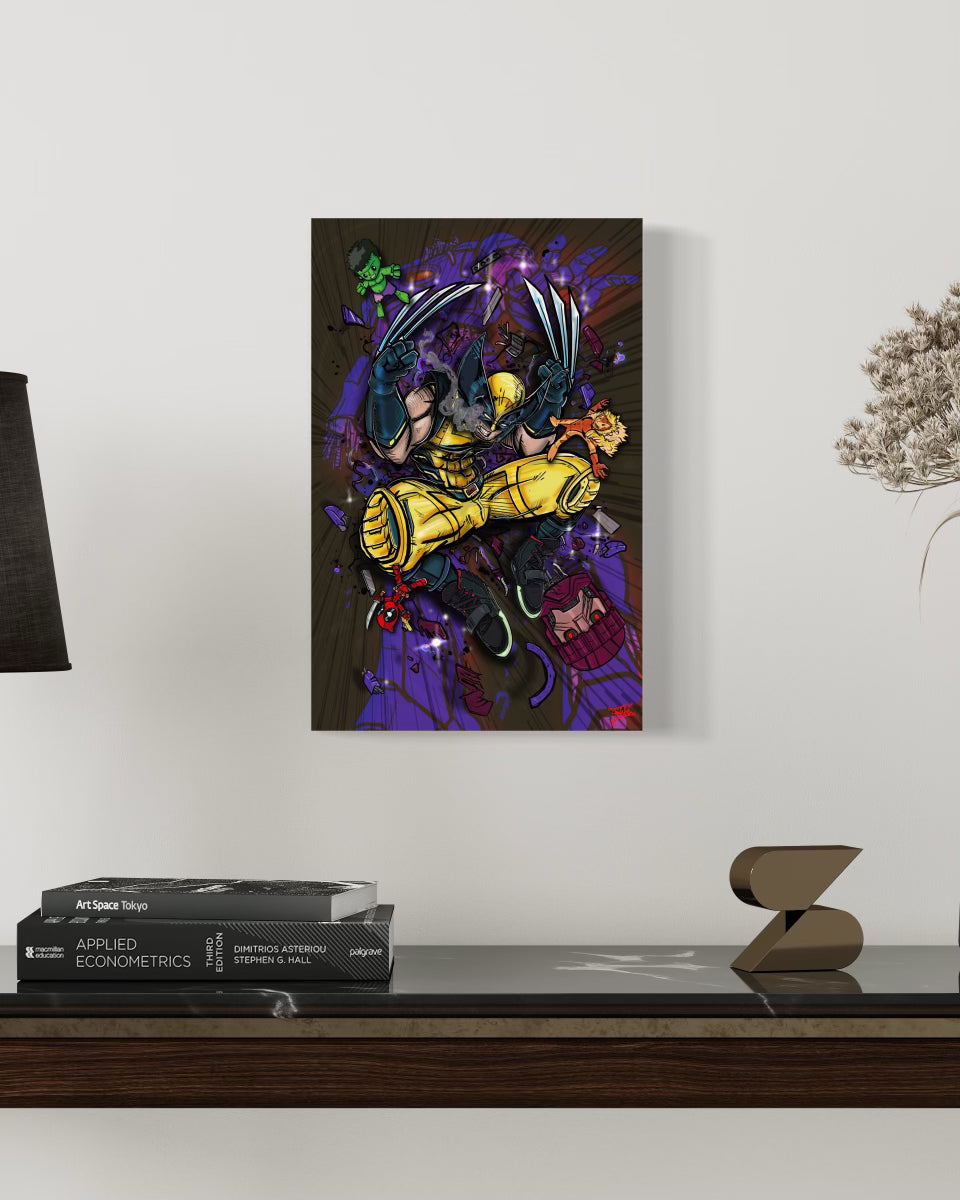 Tribute to the movie "Deadpool & Wolverine" If you're a fan of the savage Wolverine, this is a must-have for collectors and Marvel enthusiasts alike. Don’t miss your chance to own this epic art piece. Please also check Deadpool print available separately. Size: 11”x 17” Medium: High-quality shimmer print on premium lithograph paper *Please allow 2-3 weeks for all shipping orders. *ALL SALE FINALS.