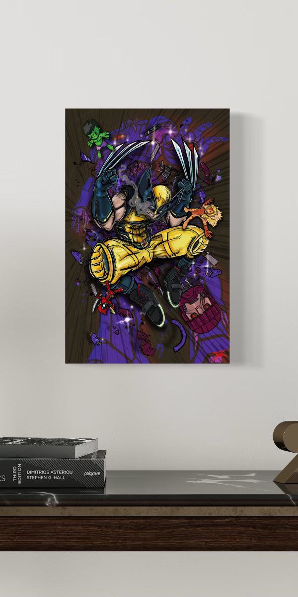 Tribute to the movie "Deadpool & Wolverine" If you're a fan of the savage Wolverine, this is a must-have for collectors and Marvel enthusiasts alike. Don’t miss your chance to own this epic art piece. Please also check Deadpool print available separately. Size: 11”x 17” Medium: High-quality shimmer print on premium lithograph paper *Please allow 2-3 weeks for all shipping orders. *ALL SALE FINALS.