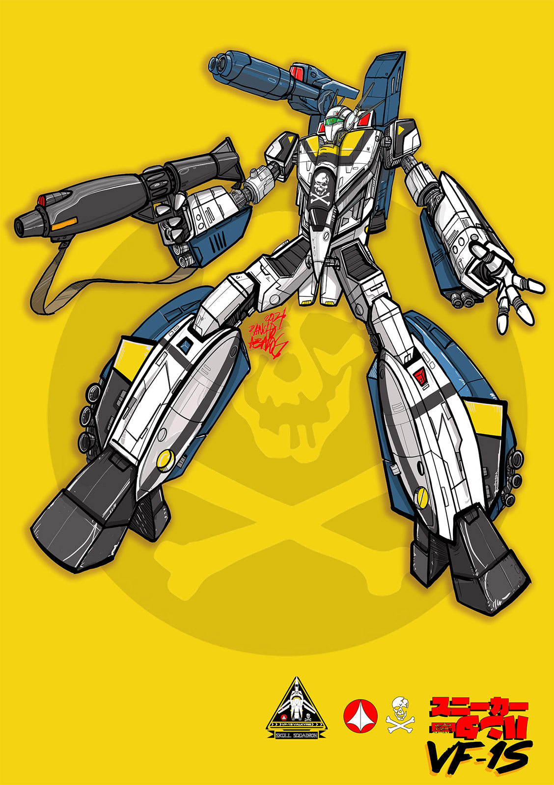 macross skull leader roy focker print