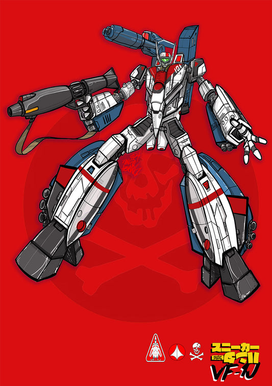 macross Vf-1 J skull leader print
