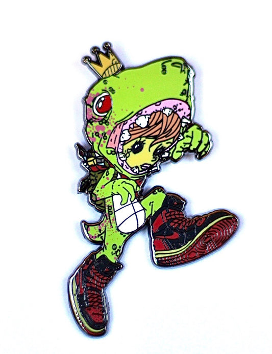 Dino girl enamel pin
