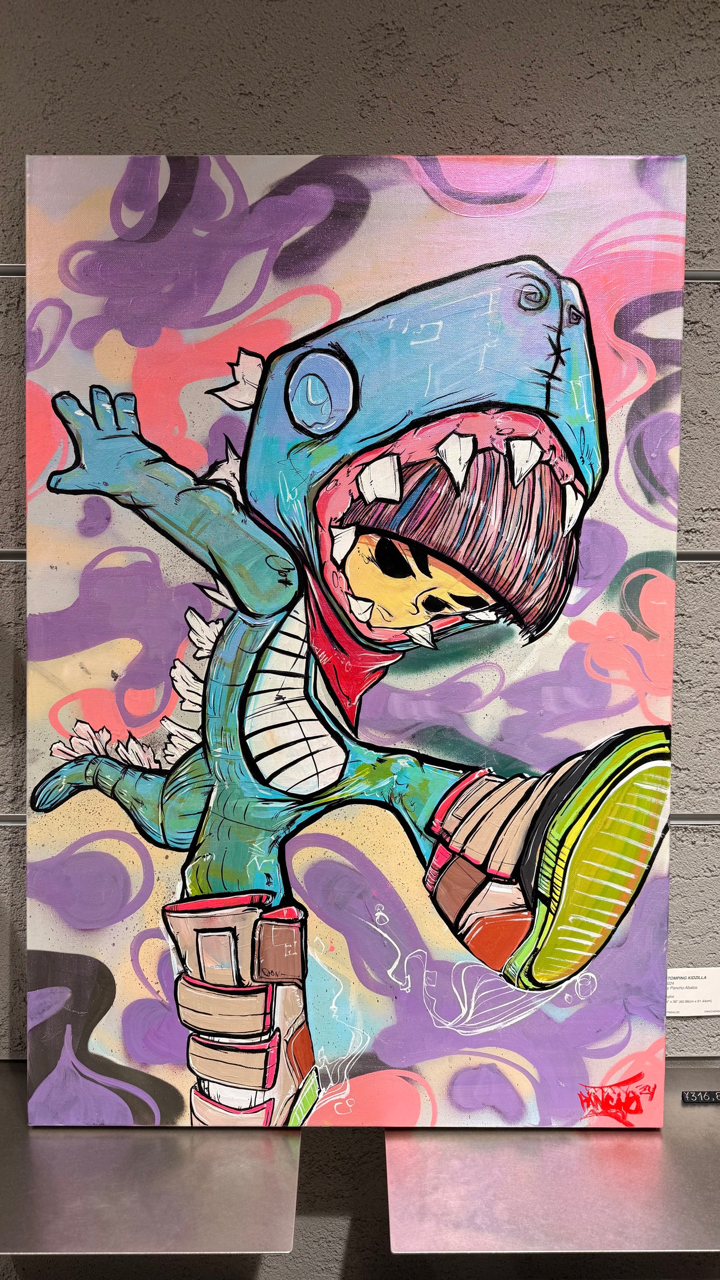 Stomping Kidzilla Original Art on Canvas